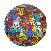 グラフィティカラフルキャラクターパターン 野球ボール (正面左)