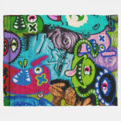グラフィティカラフルモンスターアートブランケット フリースブランケット (正面(横))