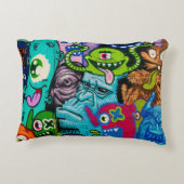 グラフィティカラフルモンスターアート装飾用クッション アクセントクッション (裏面)
