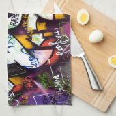 グラフィティカラフルワード キッチンタオル (四つ折り)