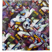 グラフィティカラフルワード シャワーカーテン (正面)