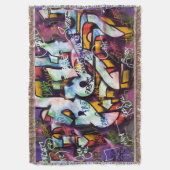 グラフィティカラフルワード スローブランケット (正面縦)