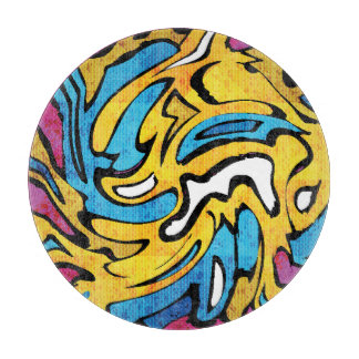 グラフィティカラフル抽象芸術黒の背景 カッティングボード