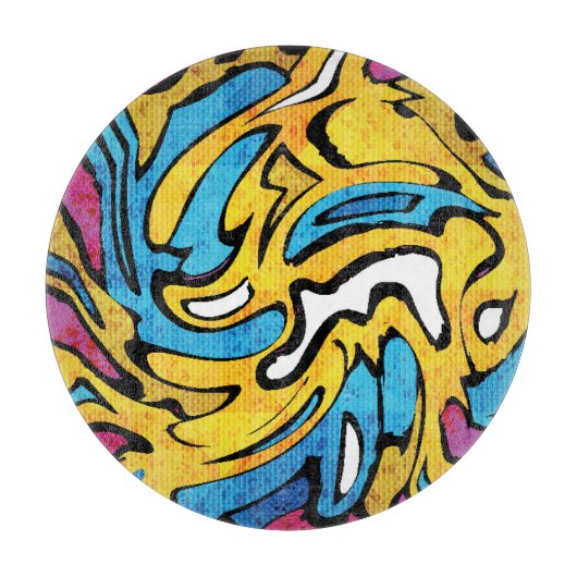 グラフィティカラフル抽象芸術黒の背景 カッティングボード (正面)