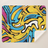 グラフィティカラフル抽象芸術黒の背景 シェルパブランケット (正面(横))