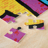 グラフィティカラフル抽象芸術黒の背景 ジグソーパズル (側面)