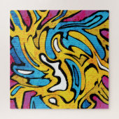 グラフィティカラフル抽象芸術黒の背景 ジグソーパズル (横)