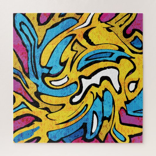 グラフィティカラフル抽象芸術黒の背景 ジグソーパズル (縦)