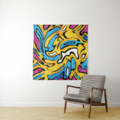 グラフィティカラフル抽象芸術黒の背景 タペストリー (インサイチュ)