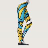 グラフィティカラフル抽象芸術黒の背景 レギンス (右)