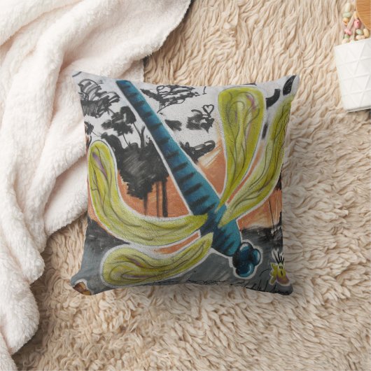 グラフィティカラフル通りアートバタフライ絵画ズ クッション (ブランケット)