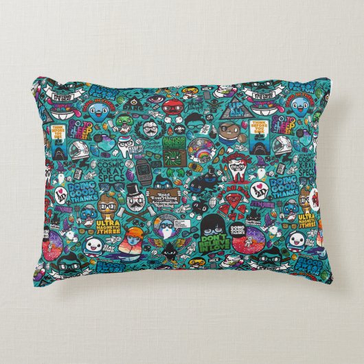 グラフィティカラフル・アート アクセントクッション (正面)