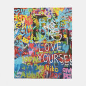 グラフィティカラフル・アート フリースブランケット (正面)