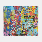 グラフィティカラフル・アート フリースブランケット (正面(横))