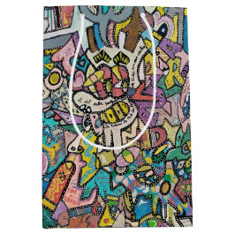 グラフィティカラフル・アート ミディアムペーパーバッグ