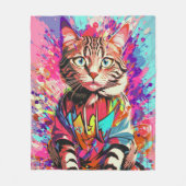 グラフィティカラフル・キャット猫の芸術作品のバースト フリースブランケット (正面)