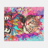 グラフィティカラフル・キャット猫の芸術作品のバースト フリースブランケット (正面(横))