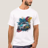 グラフィティカラフルBMW Tシャツアートかわいいアクションショット Tシャツ (正面)