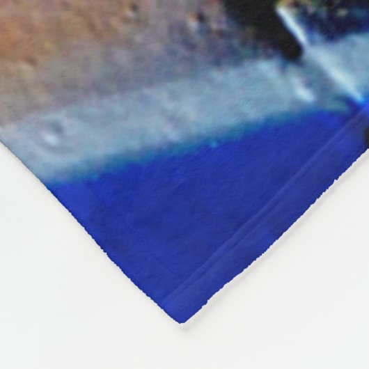 グラフィティガールパープルブルーかわいらしアイズモノグラム フリースブランケット (角)