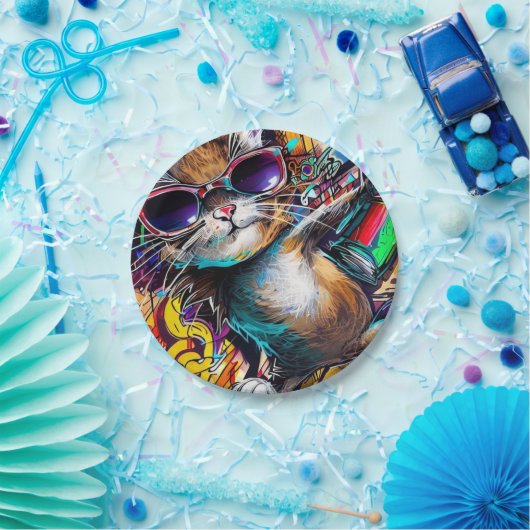 グラフィティキャット色彩の鮮やか:スプレーキャット紙プレート ペーパープレート (パーティー)