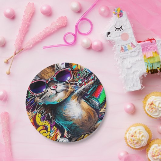 グラフィティキャット色彩の鮮やか:スプレーキャット紙プレート ペーパープレート (パーティー)
