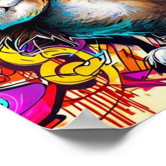 グラフィティキャット色彩の鮮やか:スプレーキャット:テーブル通りアート ポスター (角)