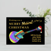 グラフィティギタークリスマスパーソナライズされた金ゴールド 箔シーズンカード (立ち正面)