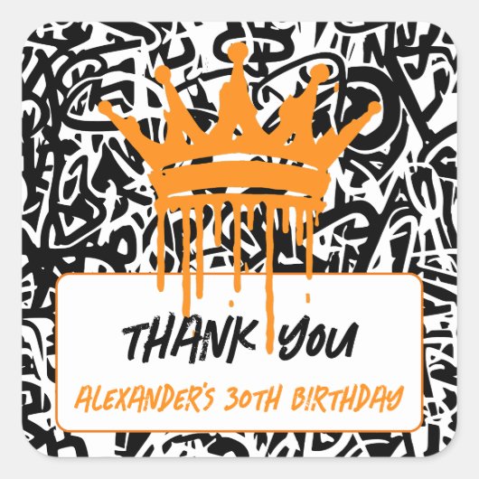 グラフィティクラウンオレンジブラック スクエアシール (正面)