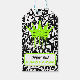 グラフィティクラウングリーンオレンジありがとう誕生日 ギフトタグ