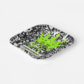 グラフィティクラウンブラックグリーンハッピーバースデー ペーパープレート (傾斜あり)