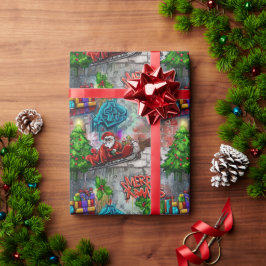 グラフィティクリスマス包装紙 ラッピングペーパー