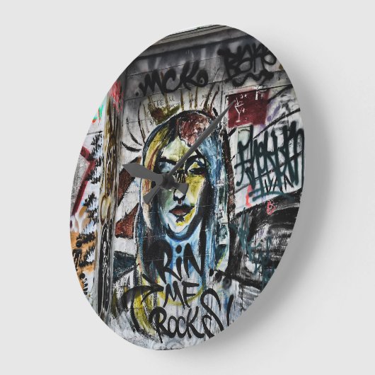 グラフィティクールアモダンーバン通りアート ラージ壁時計 (傾斜)