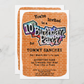 グラフィティクールアート10th誕生日パーティーへの招待 招待状 (正面/裏面)