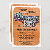 グラフィティクールアート12th誕生日パーティーへの招待 招待状 (正面/裏面)