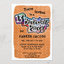 グラフィティクールアート13th誕生日パーティーへの招待 招待状