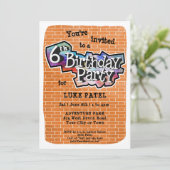 グラフィティクールアート6th誕生日パーティーへの招待 招待状 (スタンド正面)