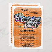 グラフィティクールアート6th誕生日パーティーへの招待 招待状 (正面/裏面)