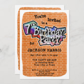 グラフィティクールアート7th誕生日パーティーへの招待 招待状 (正面/裏面)