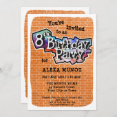 グラフィティクールアート8th誕生日パーティーへの招待 招待状 (正面/裏面)