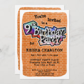 グラフィティクールアート9th誕生日パーティーへの招待 招待状 (正面/裏面)