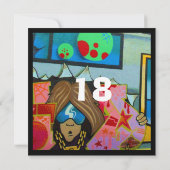 グラフィティクール顔誕生日招待状 招待状 (裏面)