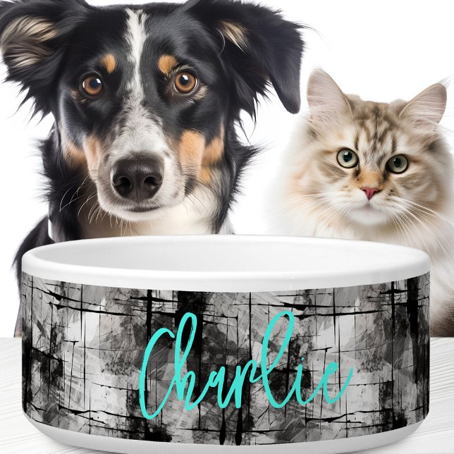 グラフィティグランジアクアブルー名前をカスタムする ボウル (Graffiti grunge aqua blue custom name bowl)