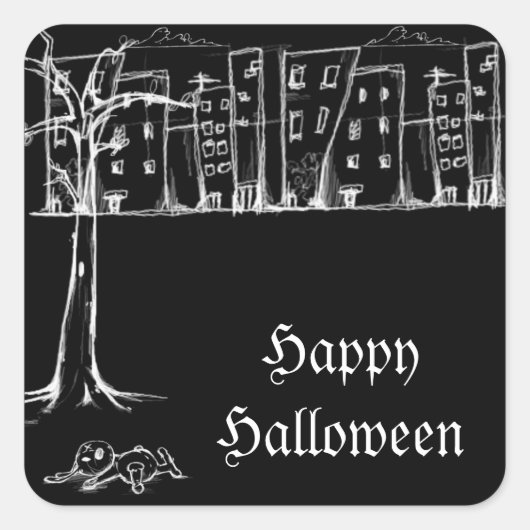 グラフィティグランジハロウィーンステッカー スクエアシール (正面)