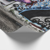 グラフィティグレーピンクスカルアーバン通りウォールアート ラッピングペーパー (角)