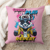 グラフィティゲーマーパンダポップ・アートの クッション (ブランケット)