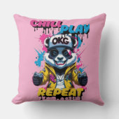 グラフィティゲーマーパンダポップ・アートの クッション (正面)