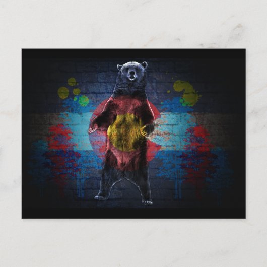 グラフィティコロラド州旗グランジクマのはがき ポストカード (正面)