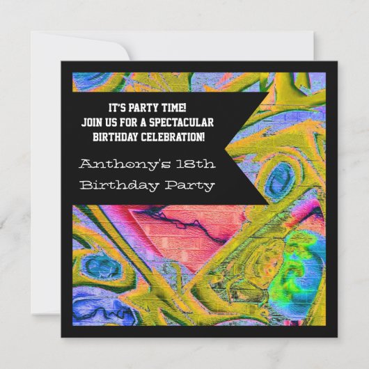 グラフィティゴシックくもの巣誕生日招待状 招待状 (正面)