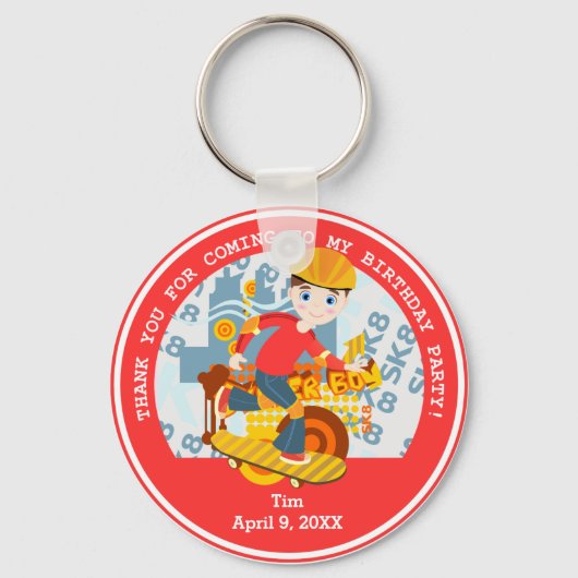 グラフィティスケートボード子供の誕生日パーティー キーホルダー (正面)