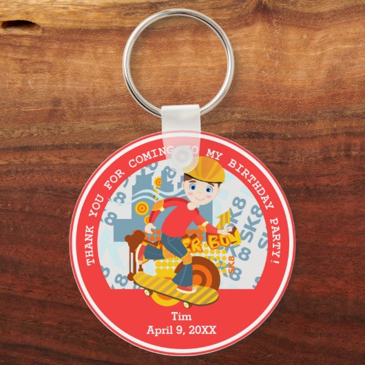 グラフィティスケートボード子供の誕生日パーティー キーホルダー (正面)